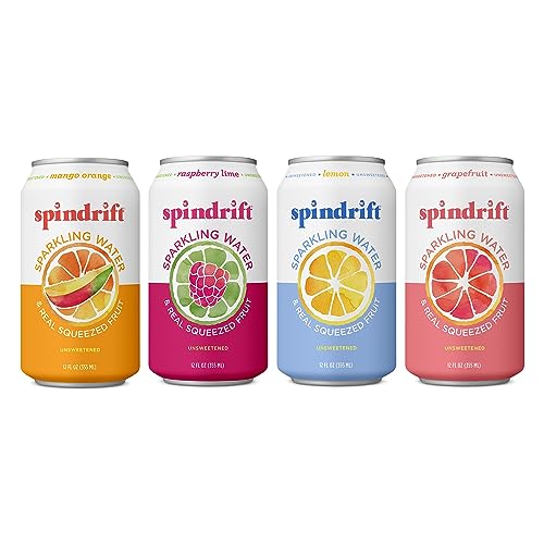 0856579002798 - SPINDRIFT SPARKLING WATER, 4 FLAVOR VARIETY PACK, MADE WITH REAL SQUEEZED FRUIT, 12 FL OZ CANS, PACK OF 20 SELTZER WATER CANS