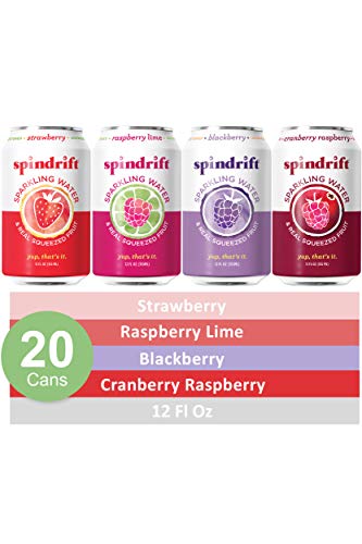 0856579002989 - SPINDRIFT SPARKLING WATER, 4 FLAVOR BERRY VARIETY PACK, MADE WITH REAL FRUIT, 12 FL OZ, PACK OF 20 SELTZER WATER CANS