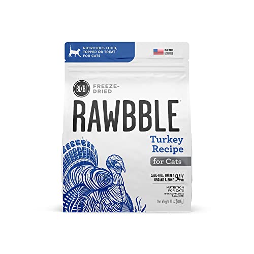 0856605005601 - BIXBI RAWBBLE FREEZE DRIED CAT FOOD, TURKEY RECIPE, 3.5 OZ - 94% MEAT AND ORGANS, NO FILLERS - PANTRY-FRIENDLY RAW CAT FOOD FOR MEAL, TREAT OR FOOD TOPPER - USA MADE IN SMALL BATCHES