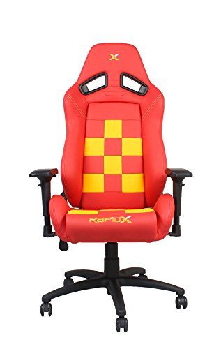 0856690005371 - FINISH LINE YELLOW ON RED CHECKERED FLAG PATTERN GAMING AND LIFESTYLE CHAIR BY RAPIDX