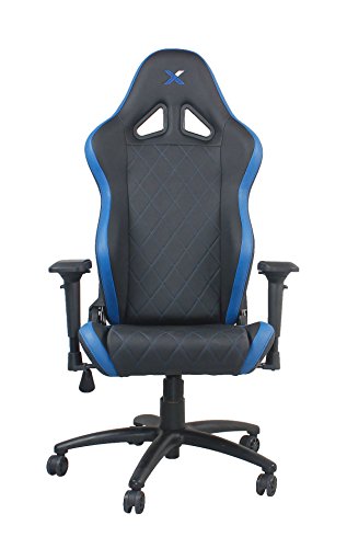 0856690005395 - FERRINO LINE BLUE ON BLACK DIAMOND PATTERNED GAMING AND LIFESTYLE CHAIR BY RAPIDX