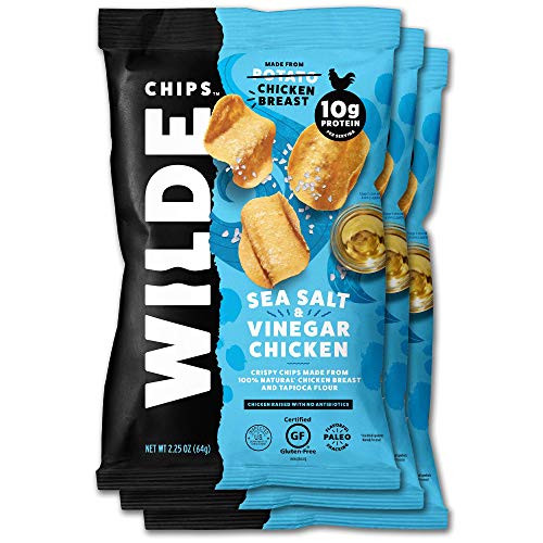 0856802008146 - SEA SALT AND VINEGAR CHICKEN CHIPS BY WILDE CHIPS, MADE WITH REAL CHICKEN, 2.25OZ BAG (3 COUNT)