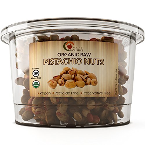 0856822001196 - PISTACHIO NUTS - ORGANIC RAW PISTACHIOS - 100% CERTIFIED GLUTEN FREE KOSHER & SALT FREE - PERFECT FOR TRAIL MIX COOKING AND BAKING - 8 OZ - USDA ORGANIC - VEGAN - BY MAPLE HOLISTICS
