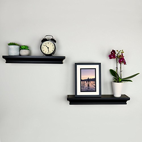 0857073000426 - BALLUCCI CLASSIC FLOATING WALL SHELVES, SET OF 2, 16 INCH, BLACK
