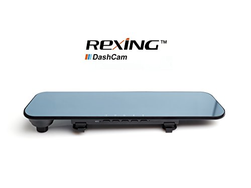 0857080006039 - REXING® R1 DUAL-LENS DASH CAM, FULL HD 1080P WITH 4.3 LCD SCREEN, REARVIEW MIRROR DESIGN, ALL-BLACK