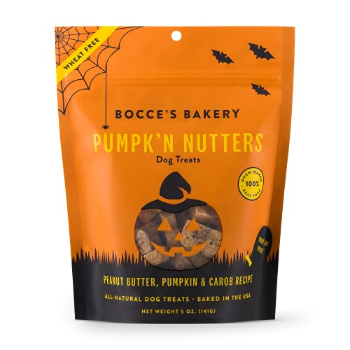 0857155007763 - BOCCES BAKERY - HALLOWEEN WHEAT-FREE DOG TREATS, PUMPKN NUTTERS BISCUITS, 5 OZ
