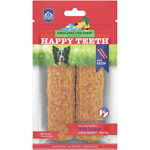 0857164007464 - HIMALAYAN PET SUPPLY HAPPY TEETH NATURAL CHEESE DOG CHEWS | BACON FLAVOR | DENTAL CHEW | PROTEIN RICH | GLUTEN FREE - LACTOSE FREE - WHEAT FREE - SOY FREE | 2 HAPPY TEETH CHEWS PER RESEALABLE POUCH