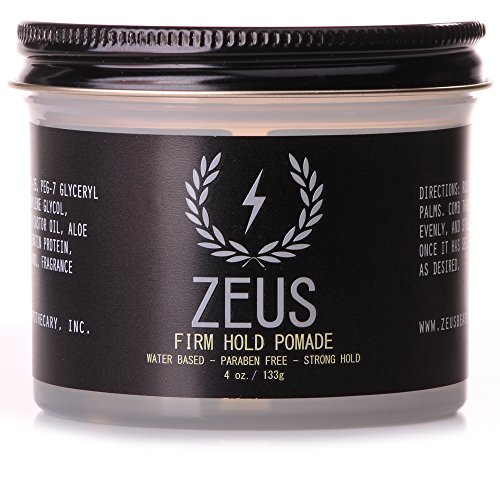 0857211005160 - ZEUS FIRM HOLD POMADE FOR MEN - 4.0 OZ JAR - PARABEN FREE - FIRM HOLD STYLING POMADE FOR ALL HAIR TYPES