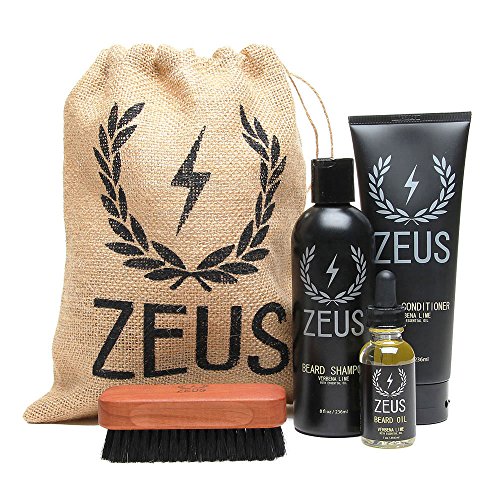 0857211005252 - ZEUS DELUXE BEARD GROOMING KIT FOR MEN - BEARD CARE GIFT SET TO SOFTEN HAIRS AND PREVENT ITCHINESS AND DANDRUFF (VERBENA LIME)