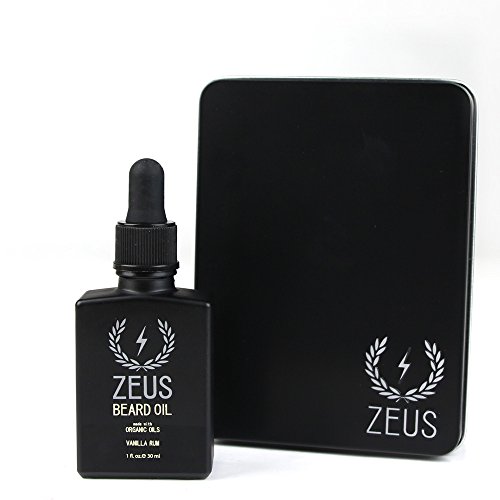 0857211005467 - ZEUS BEARD OIL MADE WITH ORGANIC OILS - NATURAL OIL FOR MEN IN GIFT TIN - VANILLA RUM