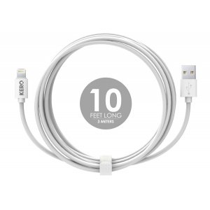 0857575004045 - AUTHENTIC KERO LASSO CABLE (LC-LW) - APPLE MFI CERTIFIED LIGHTNING CABLE 10 FEET LONG WITH CABLE TIE - FOR IPHONE 6/6 PLUS/5C/5S, IPAD 4, IPAD AIR