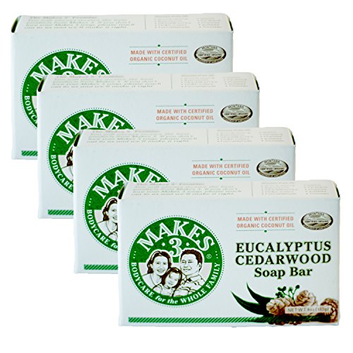 0857639004325 - MAKES 3 ORGANIC EUCALYPTUS CEDARWOOD SOAP PACK - SUPERFOOD FOR THE SKIN - 100% HANDCRAFTED ORGANIC SOAP - RESTORES POSITIVE ENERGY- PROMOTES HEALTHY COMPLEXION (4 ORGANIC SOAP BARS)