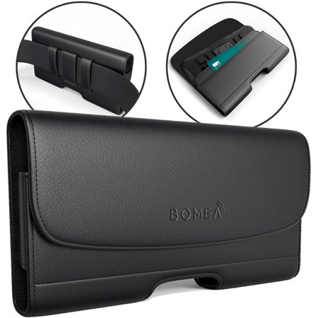0857918005630 - GALAXY S6 GALAXY S6 EDGE BELT CASE, BOMEA LEATHER BELT CLIP HOLSTER CARRYING POUCH COVER FOR SAMSUNG GALAXY S6 AND GALAXY S6 EDGE WITH BELT LOOPS (PLUS SIZE ALSO FITS THE PHONE WITH ANOTHER COVER CASE ON) - BLACK