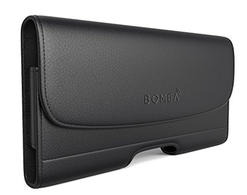 0857918005647 - GALAXY S6, S6 EDGE S 7 S7 BELT CLIP CASE, BOMEA BLACK LEATHER CASE WITH CLIP HOLSTER CARRYING POUCH FOR GALAXY S6, S7, S 6 EDGE WITH OTTERBOX LIFEPROOF BATTERY CASE ON, WALLET / ID CARD HOLDER