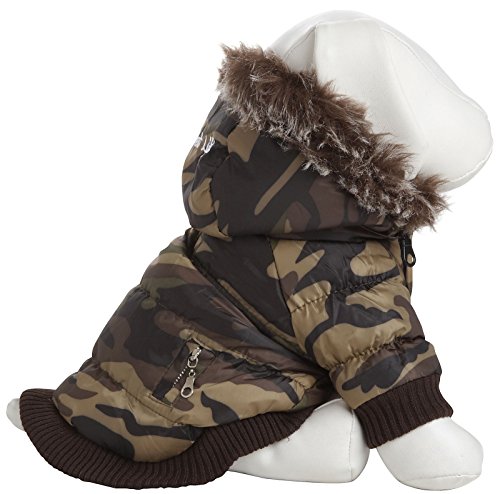 0858342000130 - PET LIFE DPF00013 METALLIC SKI PARKA DOG COATS WITH REMOVABLE HOOD, SMALL, CAMOUFLAGE
