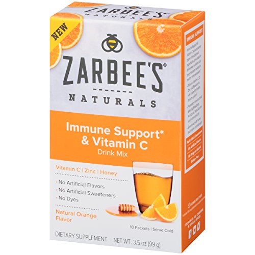 0858438005339 - ZARBEE'S NATURALS IMMUNE SUPPORT AND VITAMIN C DRINK MIX WITH ZINC, HONEY, NATURAL ORANGE FLAVOR, 10 PACKETS