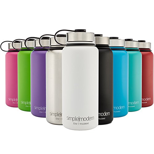 0858515006051 - SIMPLE MODERN VACUUM INSULATED STAINLESS STEEL WATER BOTTLE - BONUS FLIP LID - WIDE MOUTH THERMOS - DOUBLE WALLED FLASK - POWDER COATED HYDRO CANTEEN - WINTER WHITE - 32-OUNCE