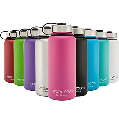 0858515006082 - SIMPLE MODERN VACUUM INSULATED STAINLESS STEEL WATER BOTTLE - BONUS FLIP LID - WIDE MOUTH THERMOS - DOUBLE WALLED FLASK - POWDER COATED HYDRO CANTEEN - COTTON CANDY PINK - 32-OUNCE