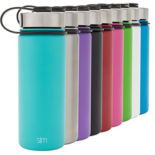 0858515006303 - SIMPLE MODERN VACUUM INSULATED STAINLESS STEEL 18OZ WATER BOTTLE - SUMMIT WIDE MOUTH THERMOS - DOUBLE WALLED FLASK - POWDER COATED HYDRO CANTEEN - CARIBBEAN BLUE