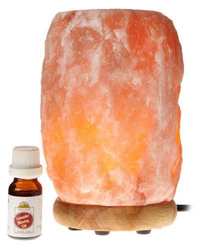 0858560002596 - WBM HIMALAYAN LIGHT # 1401 AROMA THERAPY & NATURAL AIR PURIFYING HIMALAYAN SALT LAMP WITH NEEM WOOD BASE, BULB, LAVENDER OIL AND DIMMER SWITCH
