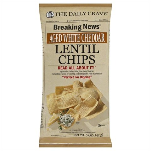0858641003245 - THE DAILY CRAVE 5 OZ. AGED WHITE CHEDDAR LENTIL CHIPS - CASE OF 8