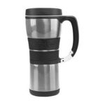 0858656001625 - AUTOSEAL STAINLESS STEEL DOUBLE WALL VACUUM INSULATED HANDLED MUG WITH CARABINER CLIP IN SILVER