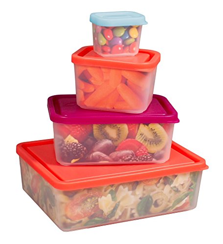 0858688005844 - BENTOLOGY LEAKPROOF LUNCH CONTAINERS - NO BPA & USA MADE - PORTION CONTROL SET OF 4 (SORBET)