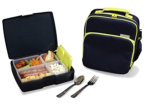 0858688005967 - LUNCH BOX COMBO - INCLUDES INSULATED BAG WITH HANDLE, BENTO BOX AND CONTAINERS, AND UTENSILS - NIGHT