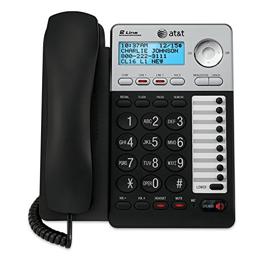 0858783201455 - AT&T ML17929 2-LINE CORDED OFFICE PHONE SYSTEM WITH CALLER ID/CALL WAITING AND 99 NAME-AND-NUMBER HISTORY, BLACK