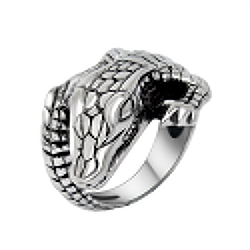 8590477417910 - RETRO PATTERNS CROCODILE STAINLESS STEEL FASHION RING 8