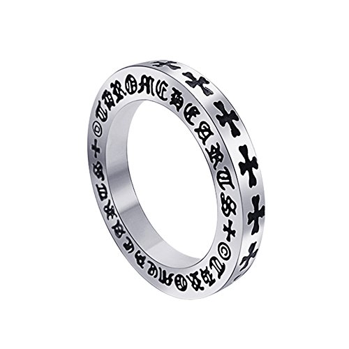 8590477418023 - TITANIUM STEEL ROME CHARACTER CROSS CARVED BAND RING FOR MAN 6