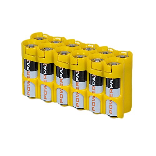 0859064001221 - STORACELL POWERPAX AA BATTERY CADDY, YELLOW, 12-PACK