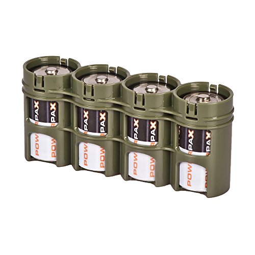 0859064001733 - STORACELL POWERPAX D BATTERY CADDY, MILITARY GREEN, 4-PACK
