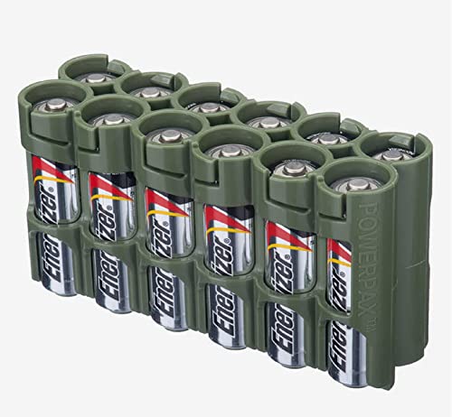 0859064001863 - STORACELL POWERPAX AA BATTERY CADDY, MILITARY GREEN, 12-PACK