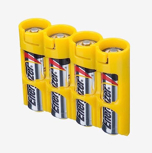 0859064001948 - STORACELL BY POWERPAX SLIMLINE 4 AA BATTERY CADDY YELLOW - HOLDS 4 AA BATTERIES