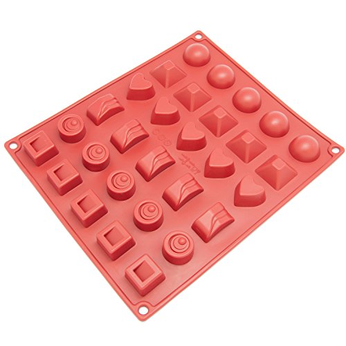 0859128002225 - FRESHWARE CB-114RD 30-CAVITY SILICONE MOLD FOR MAKING HOMEMADE CHOCOLATE, CANDY, GUMMY, JELLY, AND MORE