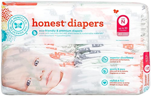 8592720397277 - HONEST DIAPERS, MULTI COLORED GIRAFFES, SIZE N, 40 COUNT
