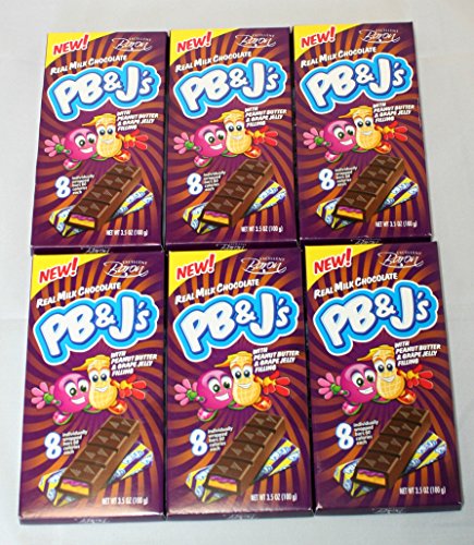 0859331003132 - PB & J'S MILK CHOCOLATE WITH PEANUT BUTTER AND GRAPE JELLY FILLING (6 BARS)