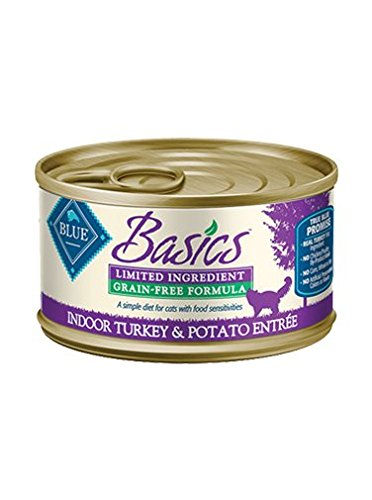 0859610007745 - BLUE BUFFALO BASICS GRAIN-FREE INDOOR TURKEY & POTATO ENTREE FOR ADULT CATS (PACK OF 24 3-OUNCE CANS)