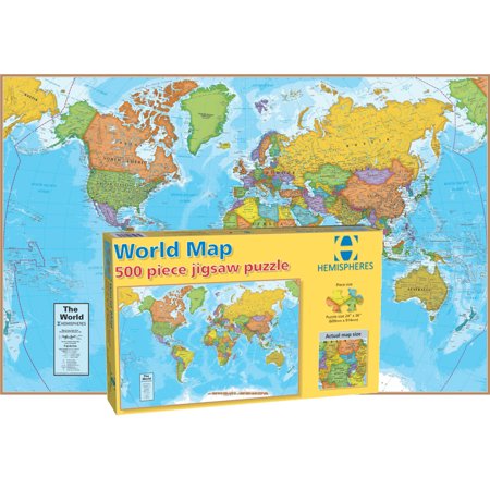 0859654003284 - ROUND WORLD PRODUCTS WORLD MAP PUZZLE, 500 PIECES