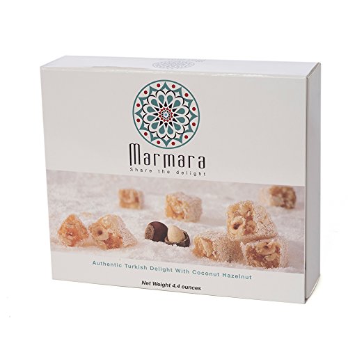 0859954005155 - MARMARA AUTHENTIC TURKISH DELIGHT WITH MIX NUTS / SWEET CONFECTIONERY GOURMET GIFT BOX CANDY DESSERT (COCONUT HAZELNUT, MEDIUM)
