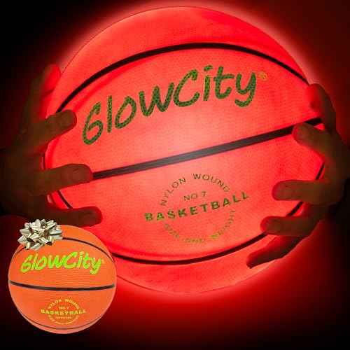 0860002480800 - GLOWCITY GLOW IN THE DARK BASKETBALL FOR TEEN BOY - BASKETBALL GIFT - GLOWING RED BASKET BALL, LIGHT UP LED TOY FOR NIGHT BALL GAMES - SPORTS STUFF & GADGETS FOR KIDS AGE 8 YEARS OLD AND UP