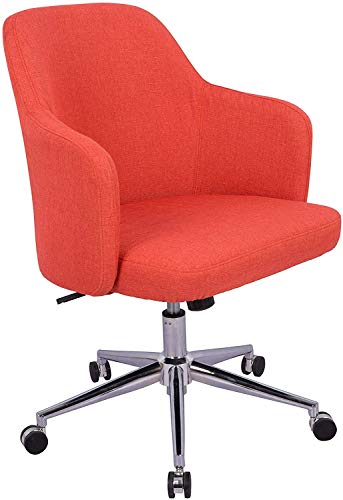 0860005834051 - HOME OFFICE CHAIR UPHOLSTERED COMFY BACK SUPPORT COMPUTER DESK TASK SWIVEL ADJUSTABLE ACCENT SOFT SEAT FOR CONFERENCE/STUDY ROOM, RED