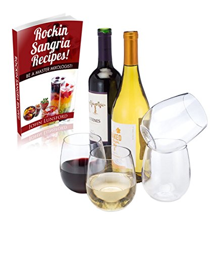 0860763000309 - WHITE SALMON UNBREAKABLE STEMLESS WINE TUMBLER GLASSES 4 PC SET WITH BONUS SANGRIA RECIPE E-BOOK DISHWASHER SAFE BAR DRINKING TASTING GREAT FOR TAILGATING OUTDOORS BBQ PARTY