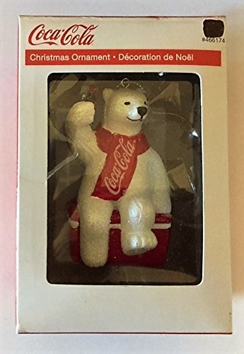 0086131346712 - KURT ADLER COCA-COLA BEAR ON RED COOLER CHRISTMAS ORNAMENT