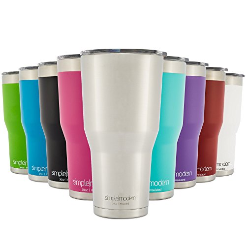 0862059000239 - SIMPLE MODERN VACUUM INSULATED STAINLESS STEEL TUMBLER - DOUBLE WALLED TRAVEL MUG - SWEAT FREE COFFEE CUP - COMPARE TO YETI AND CONTIGO - SIMPLE STAINLESS - 30OZ