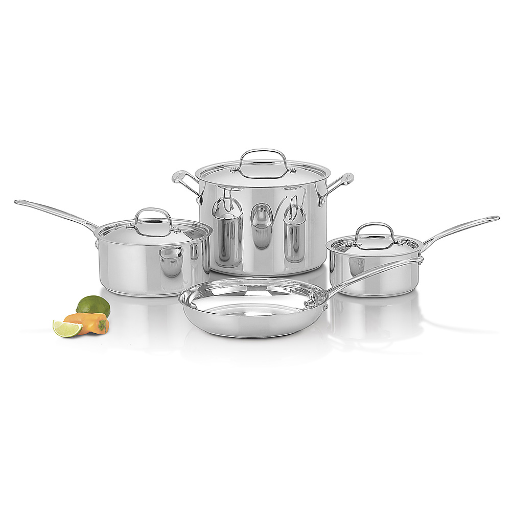 0086279178404 - CUISINART - CHEFS CLASSIC NONSTICK STAINLESS 7 PIECE SET - STAINLESS STEEL