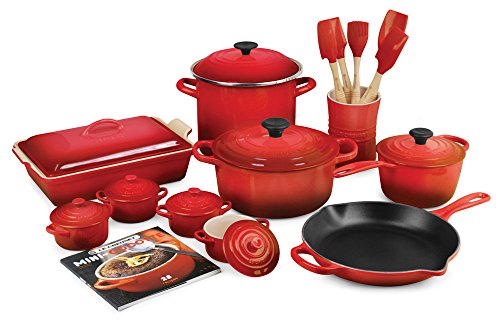 0086324028845 - LE CREUSET CHERRY RED 20-PIECE COOKWARE SET