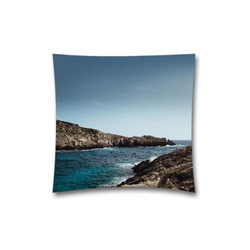 8636767185425 - 18X 18 ONE SUNNY DAY BEACH ROCK SEA NATURE COTTON POLYESTER DECORATIVE THROW PILLOW COVER CUSHION CASE