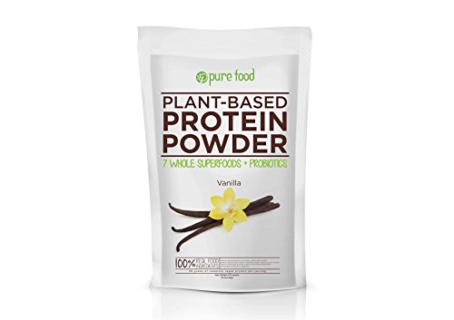 0864202000110 - ORGANIC PLANT-BASED PROTEIN POWDER WITH PROBIOTICS BY PURE FOOD - 100% WHOLE FOODS, RAW, VEGAN, GLUTEN / SOY / DAIRY FREE - VANILLA, 512 GRAM POUCH